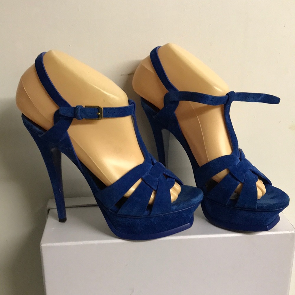 Saint Laurent Paris suede leather heels Sz 37.5 Italy